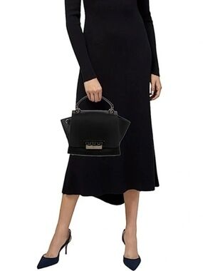 ZAC Posen Eartha Iconic Soft Navy Leather Top Handle Satchel Crossbody, Size L